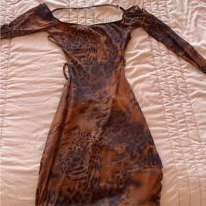 Mini Brown Patterned Dress